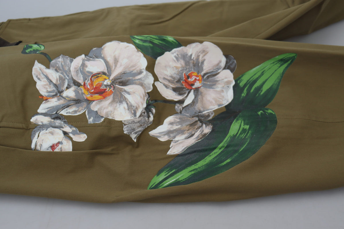 Dolce & Gabbana Beige Floral Cotton Stretch Chinos