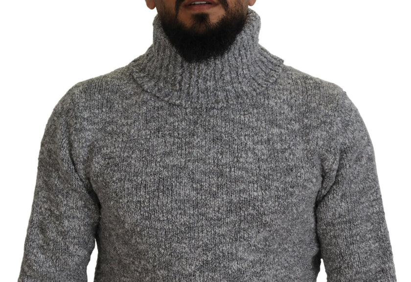 Dolce & Gabbana Grauer Wollstrick-Rollkragenpullover