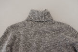Dolce & Gabbana Grauer Wollstrick-Rollkragenpullover
