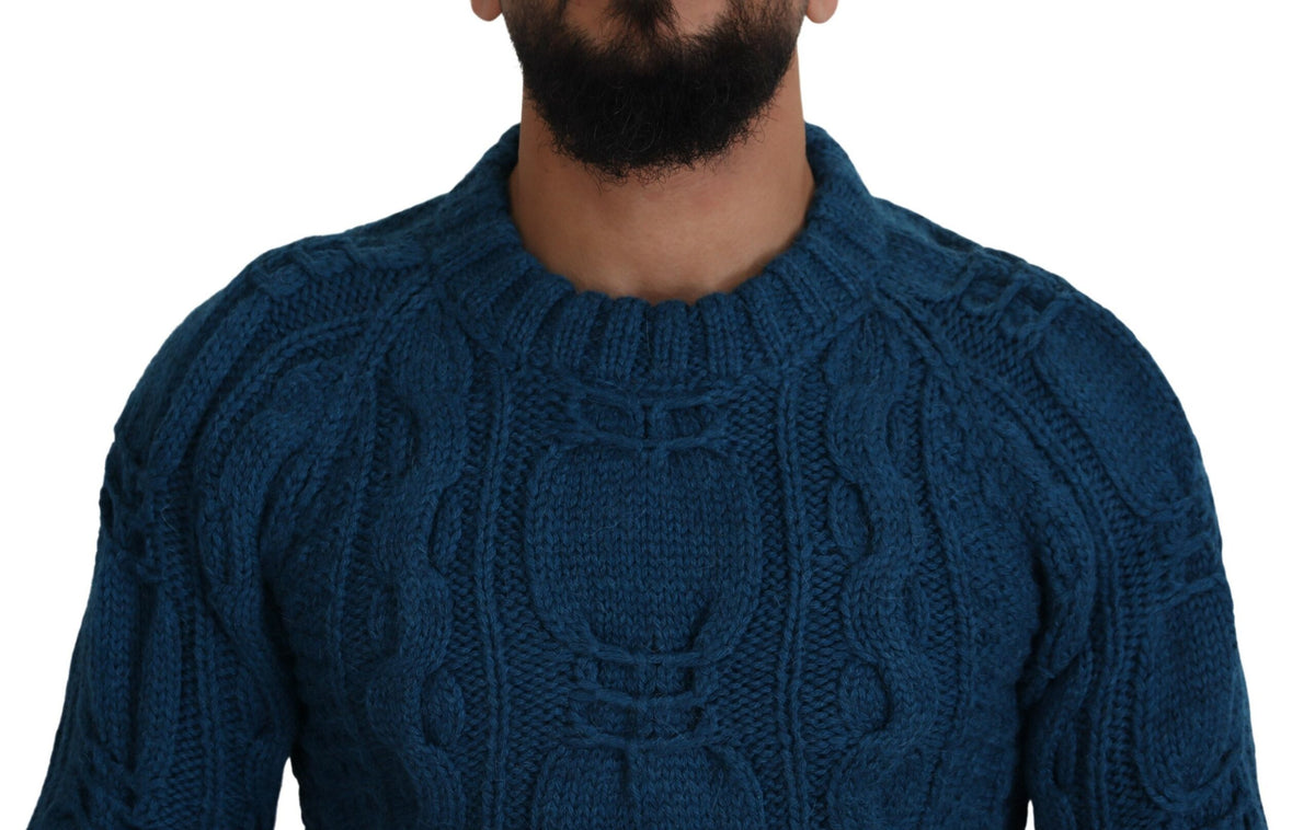 Dolce & Gabbana Blue Knitted Wool and Alpaca Jumper