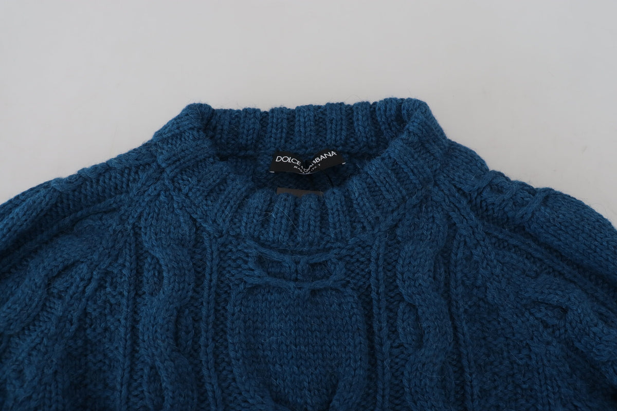 Dolce & Gabbana Blue Knitted Wool and Alpaca Jumper