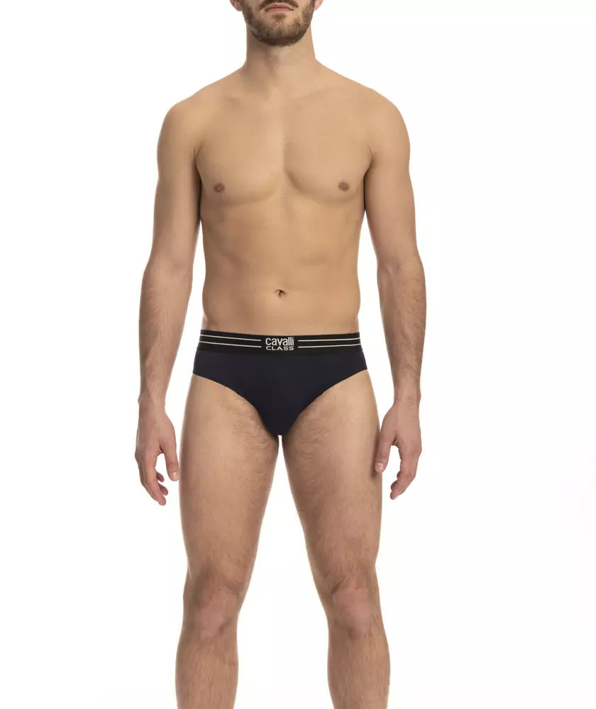 Cavalli Class Blauer Baumwoll-Slips für Herren im 3er-Pack
