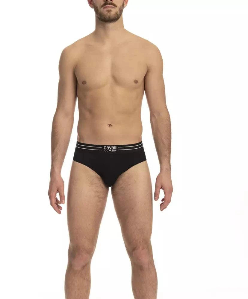 Cavalli Class Schwarzes Baumwoll-Unterwäsche-Set für Herren, 3er-Pack