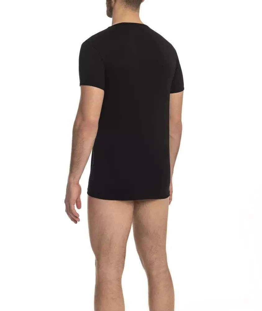 Cavalli Class Schwarzes Baumwoll-T-Shirt für Herren