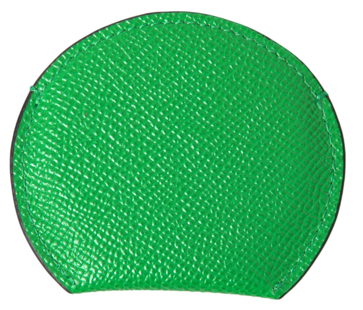 Dolce & Gabbana Green Calfskin Round Logo Hand Mirror Holder