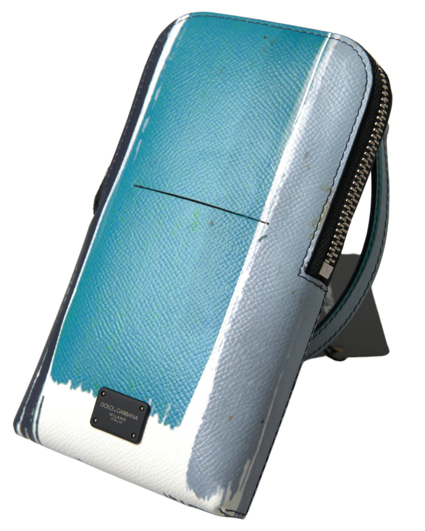 Dolce & Gabbana Blau Leder Geldbörse Crossbody Sling Phone Bag Unisex