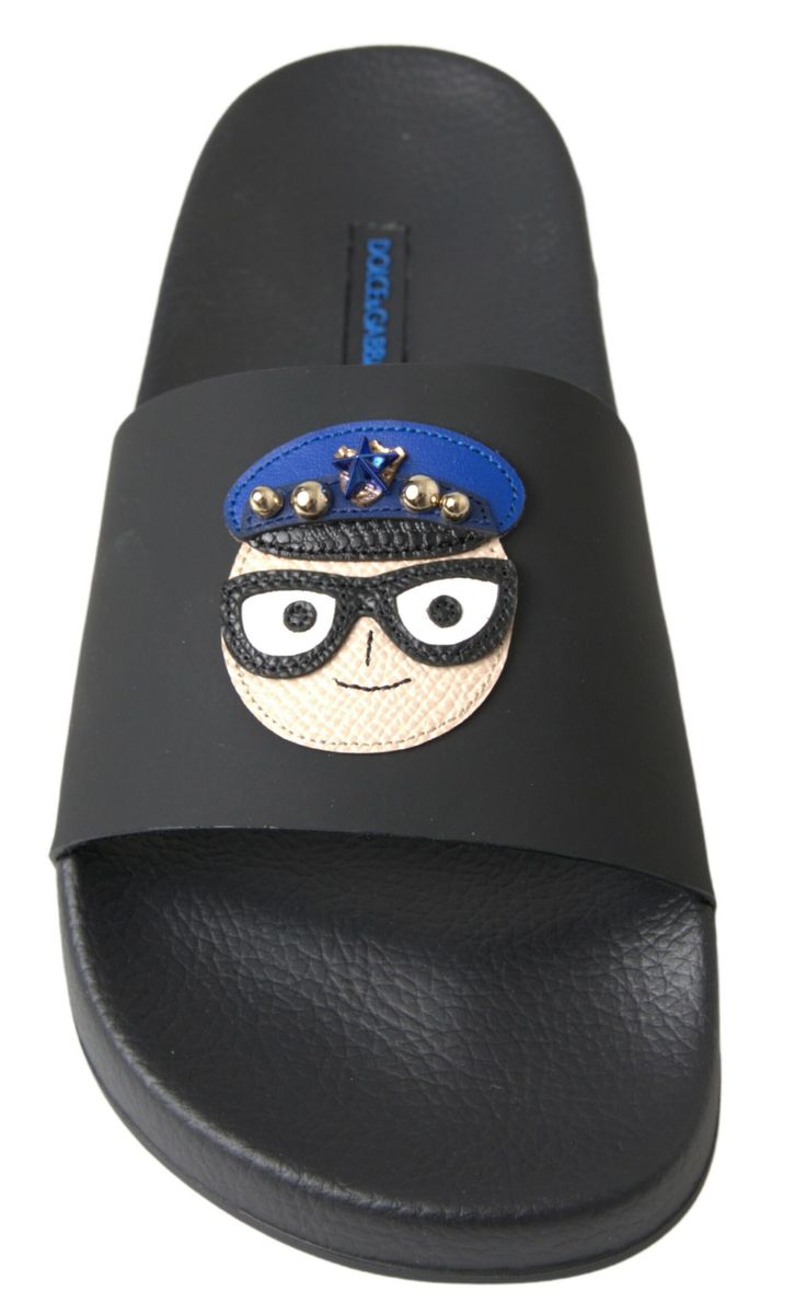 Dolce & Gabbana Black Slide Sandals Beach Saint Barth Shoes