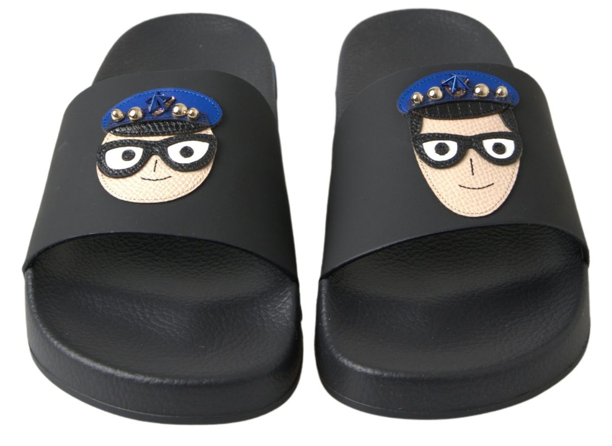 Dolce & Gabbana Black Slide Sandals Beach Saint Barth Shoes