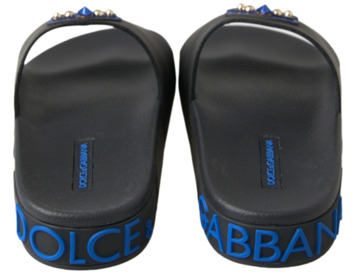 Dolce & Gabbana Black Slide Sandals Beach Saint Barth Shoes
