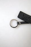 Dolce & Gabbana Schwarzes DG Logo Leder Silber Metall Schlüsselanhänger