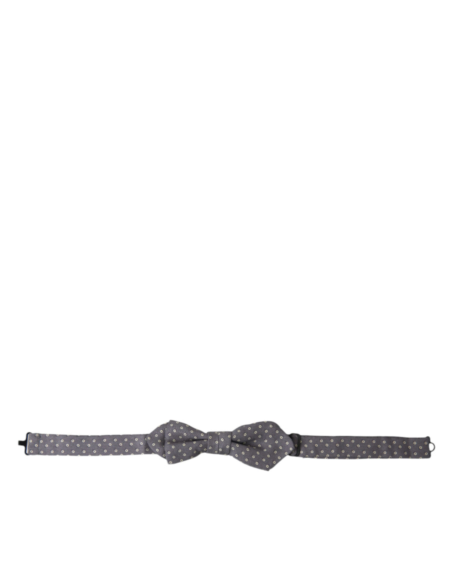 Dolce & Gabbana Graue Polka Dots Seidenfliege mit verstellbarem Halsausschnitt Papillon