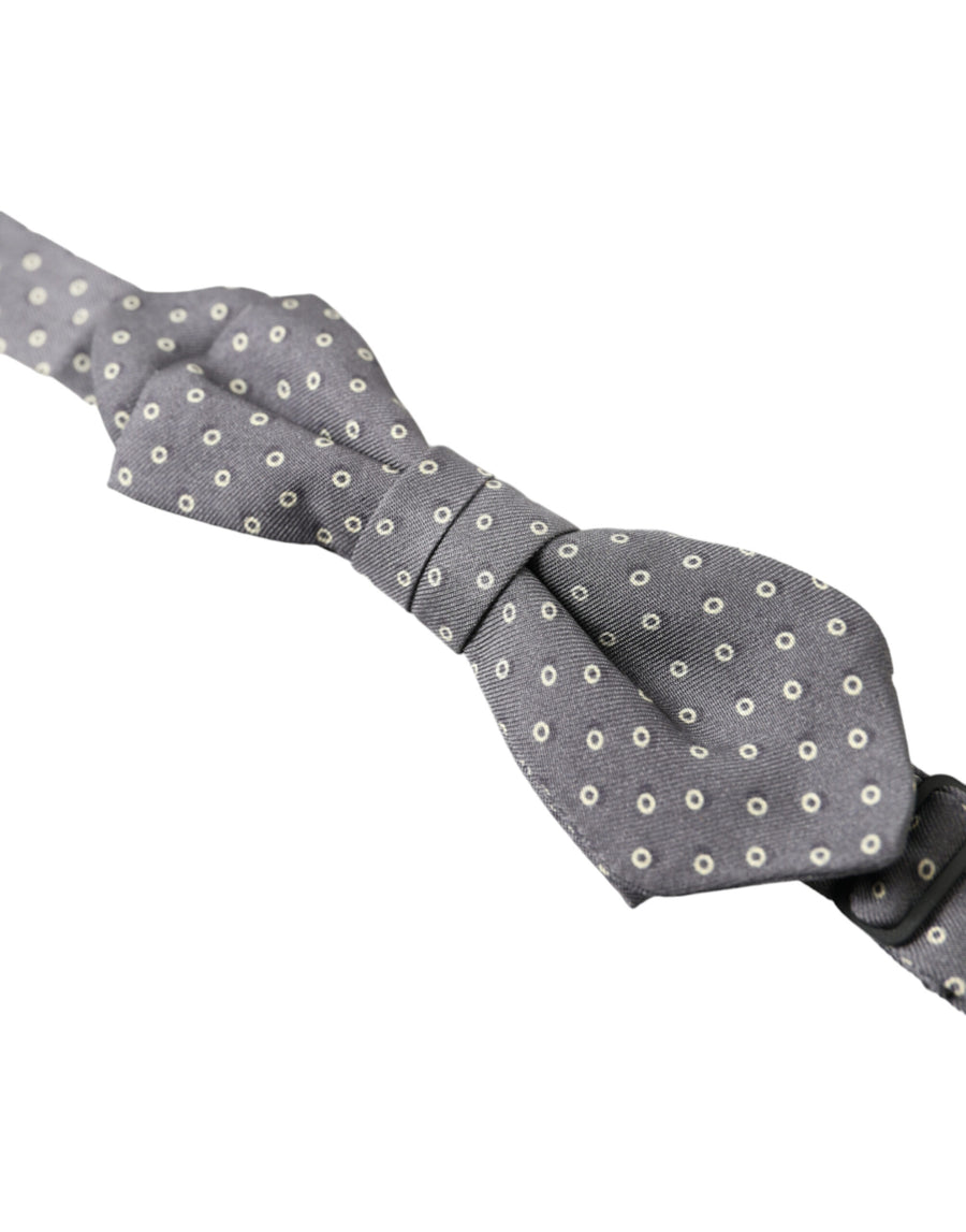 Dolce & Gabbana Graue Polka Dots Seidenfliege mit verstellbarem Halsausschnitt Papillon