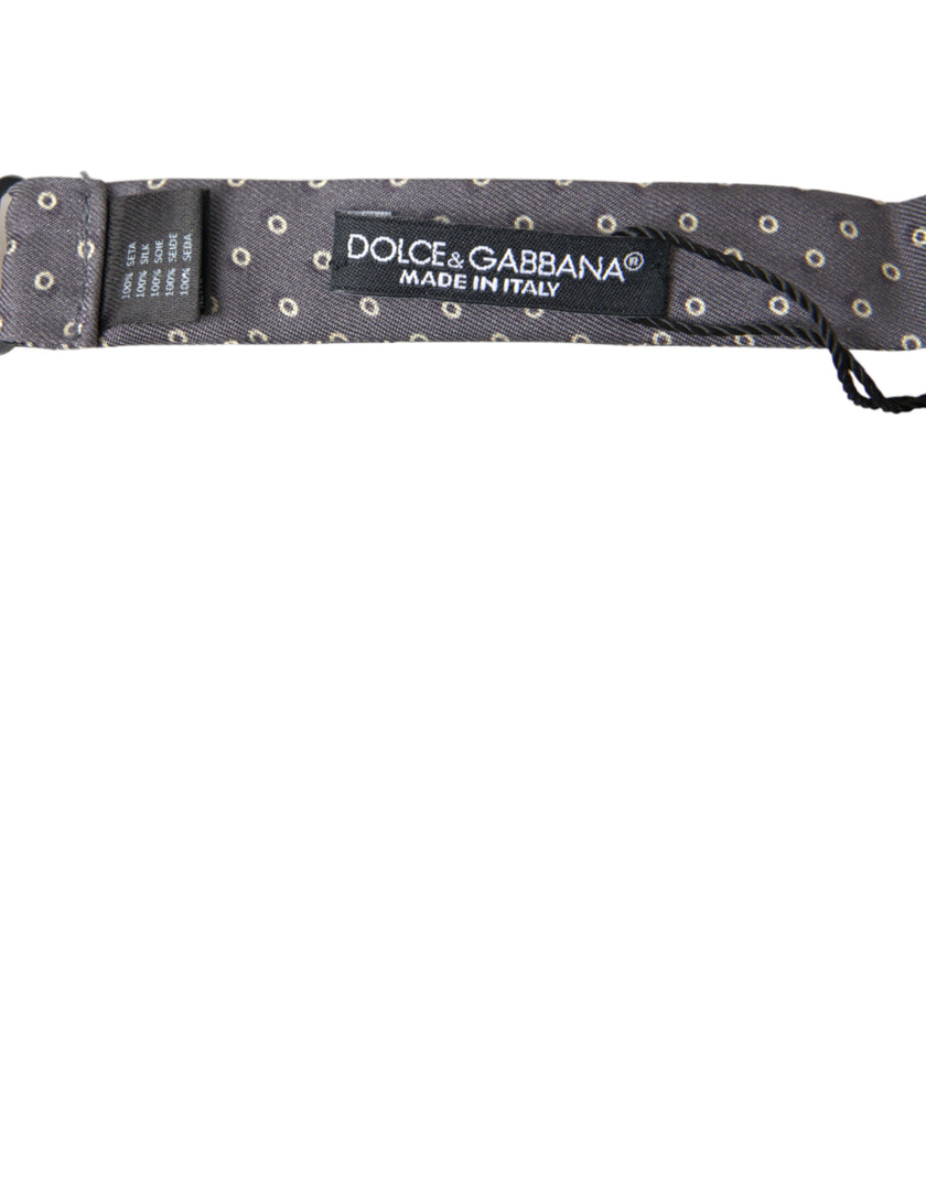 Dolce & Gabbana Graue Polka Dots Seidenfliege mit verstellbarem Halsausschnitt Papillon