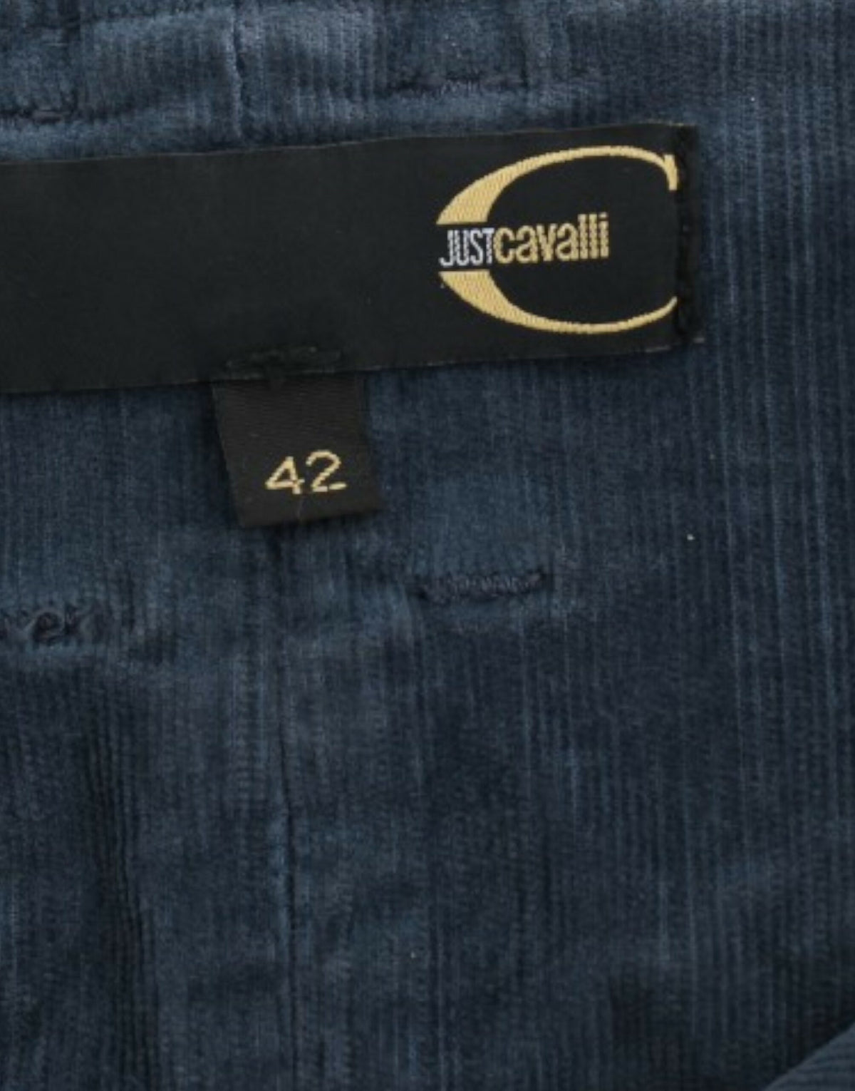 Cavalli Blue Corduroy Pencil Skirt
