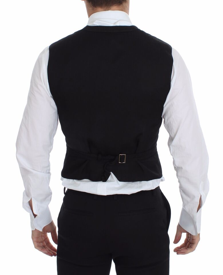 Dolce & Gabbana Black Linen Cotton Dress Vest Blazer
