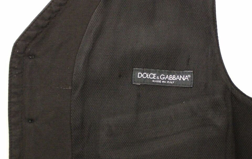 Dolce & Gabbana Schwarzes Flachs-Baumwollkleid Weste Blazer