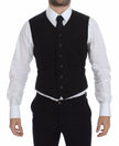 Dolce & Gabbana Schwarzes Flachs-Baumwollkleid Weste Blazer