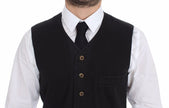 Dolce & Gabbana Schwarzes Baumwoll-Viskose-Kleid Weste Blazer