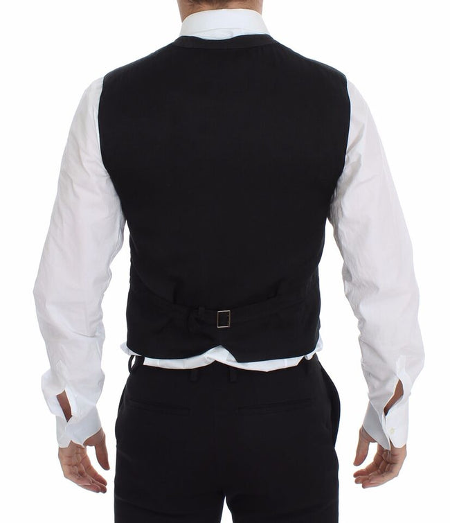 Dolce & Gabbana Schwarzes Baumwoll-Viskose-Kleid Weste Blazer