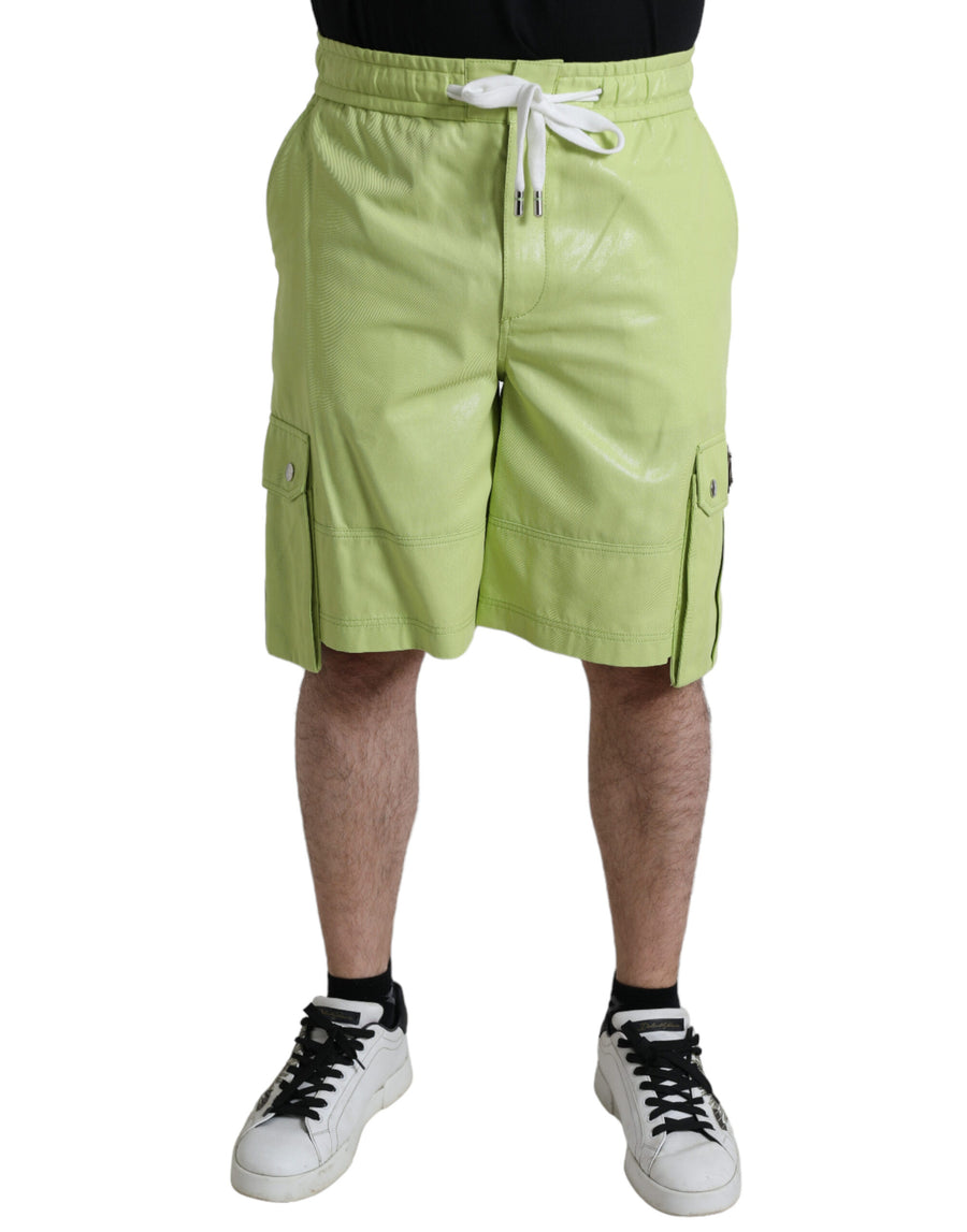 Dolce & Gabbana Hellgrüne Herren Cargo-Bermudashorts aus Baumwolle
