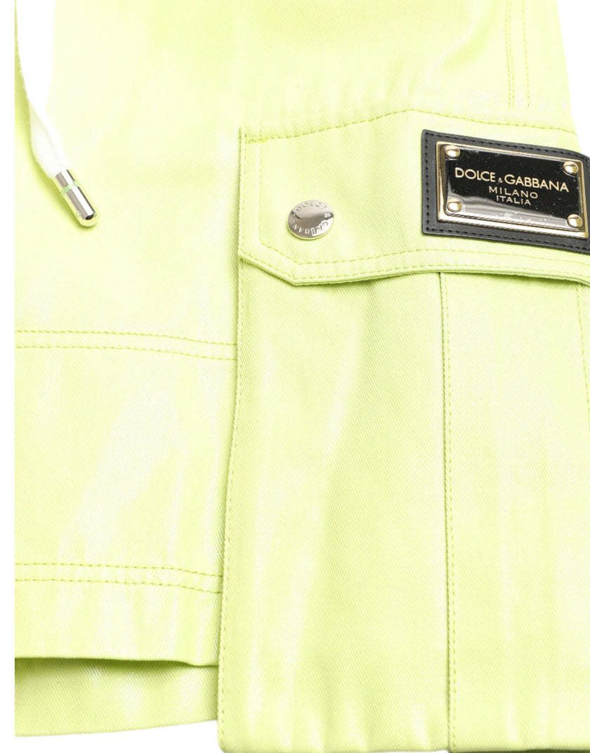 Dolce & Gabbana Hellgrüne Herren Cargo-Bermudashorts aus Baumwolle