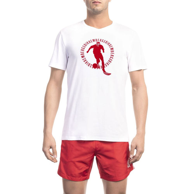 Bikkembergs Weißes Herren-T-Shirt aus Baumwolle