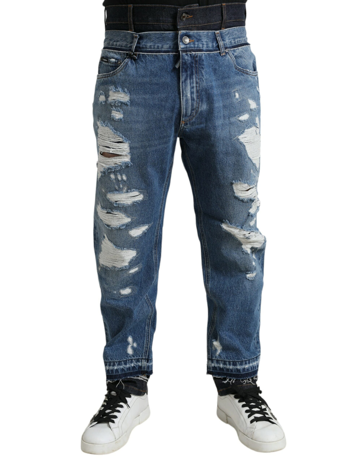 Dolce & Gabbana Blue Distressed Cotton Men's Denim Jeans