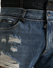Dolce & Gabbana Blaue zerfledderte Baumwolle Männer Denim Jeans