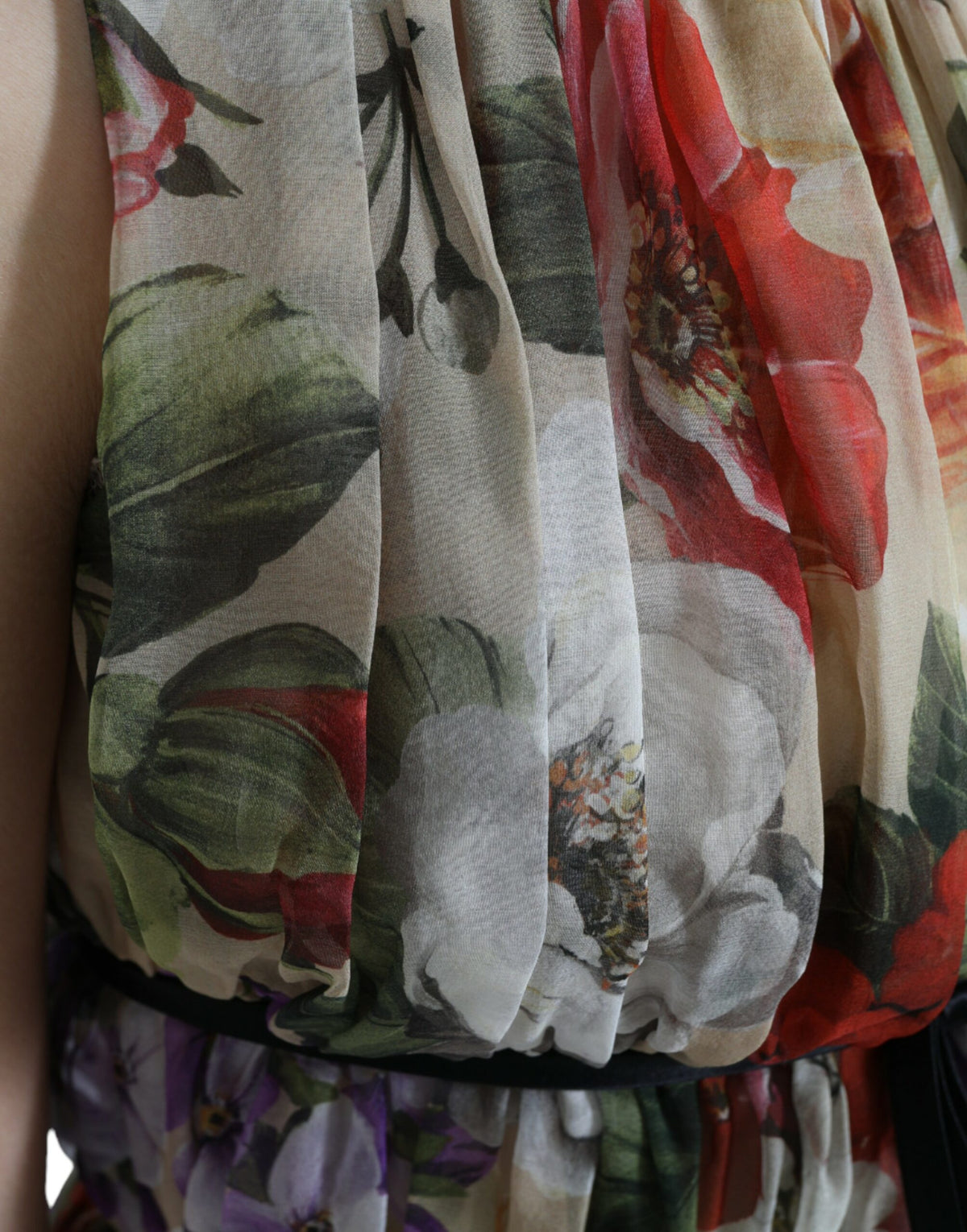 Dolce & Gabbana Beige Floral Sleeveless A-Line Mini Dress