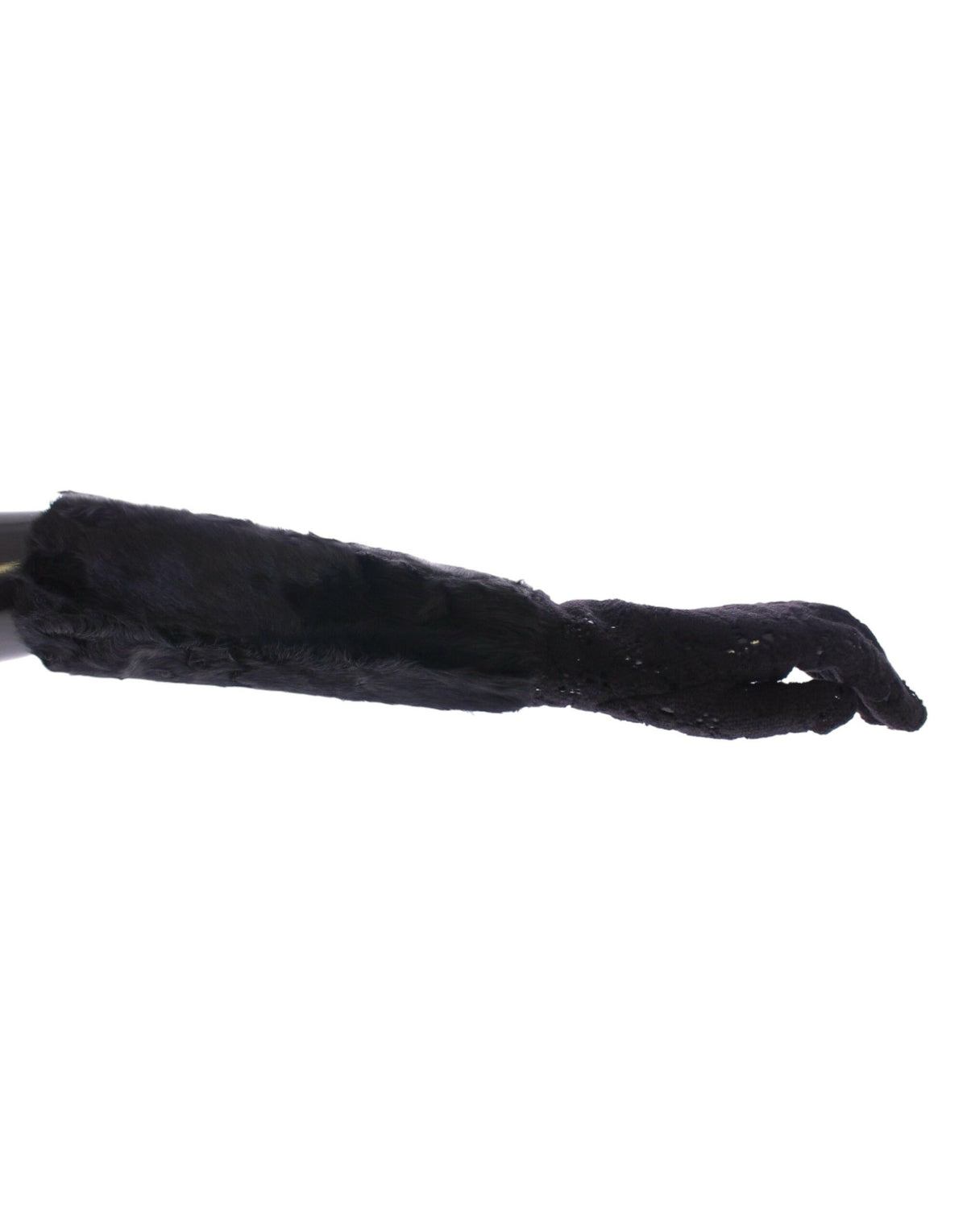 Dolce & Gabbana Schwarze Spitze Wolle Lammfell Pelz Ellenbogenhandschuhe