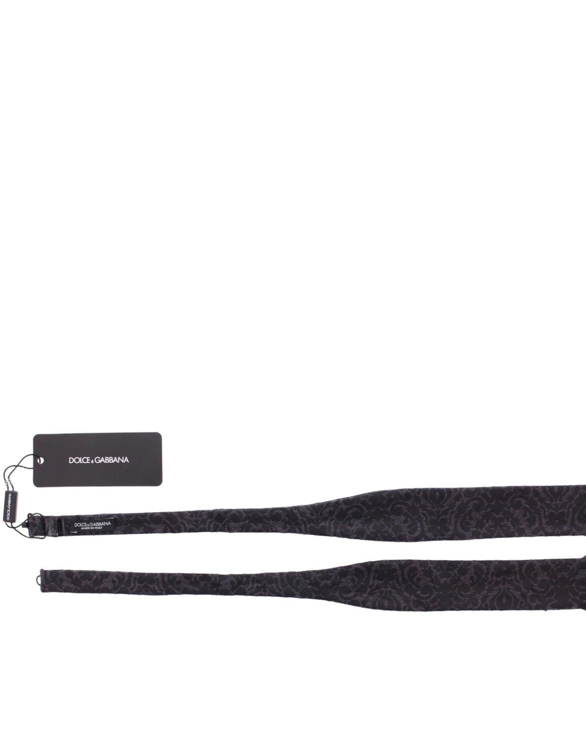 Dolce & Gabbana Grey Black Wool Bow Tie