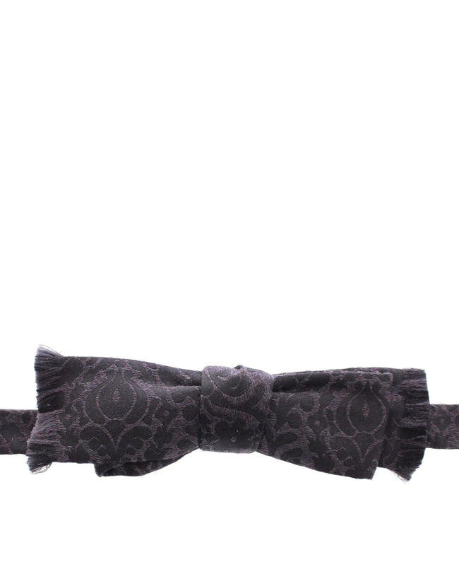Dolce & Gabbana Graue Seidenfliege aus schwarzer Wolle