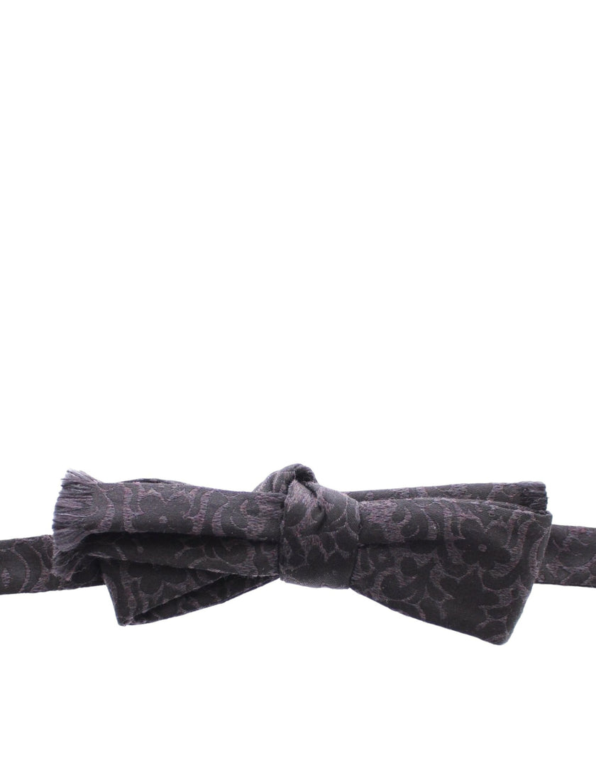 Dolce & Gabbana Graue Seidenfliege aus schwarzer Wolle