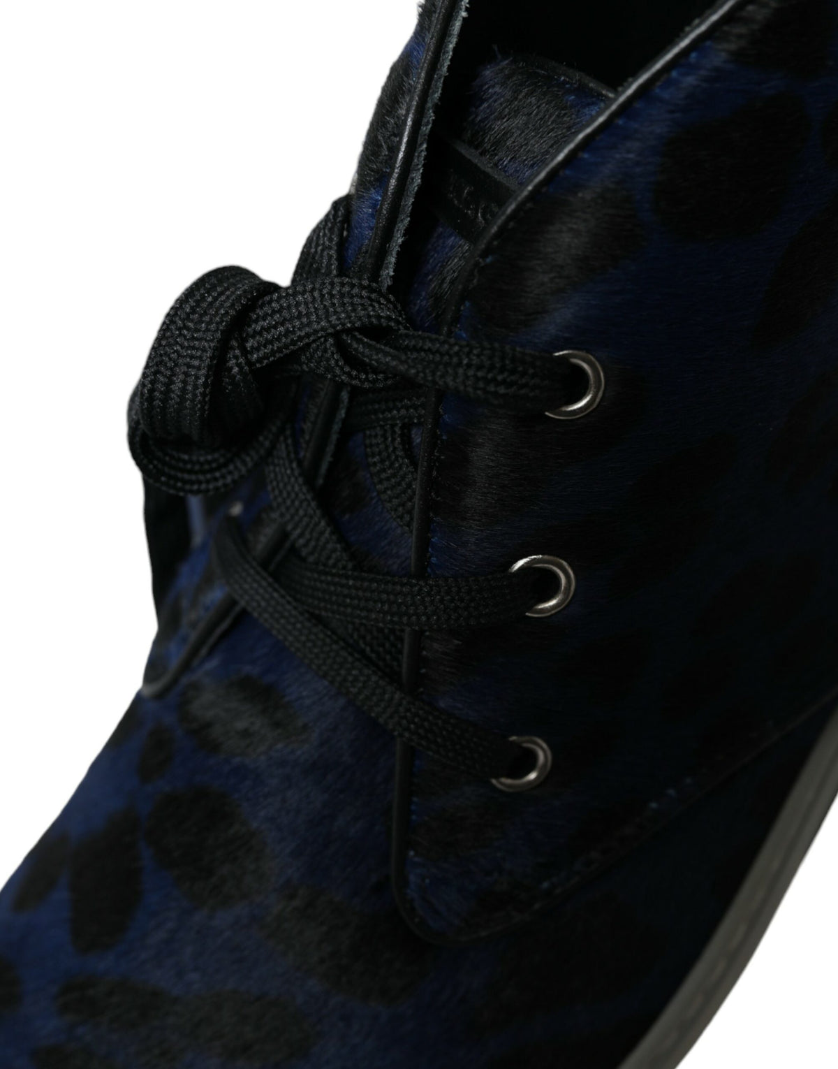 Dolce & Gabbana Blue Calfskin Leopard Mid-Top Sneakers Shoes