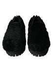 Dolce & Gabbana Schwarz Pelz Leder Hausschuhe Kleid Schuhe