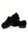 Dolce & Gabbana Schwarz Pelz Leder Hausschuhe Kleid Schuhe