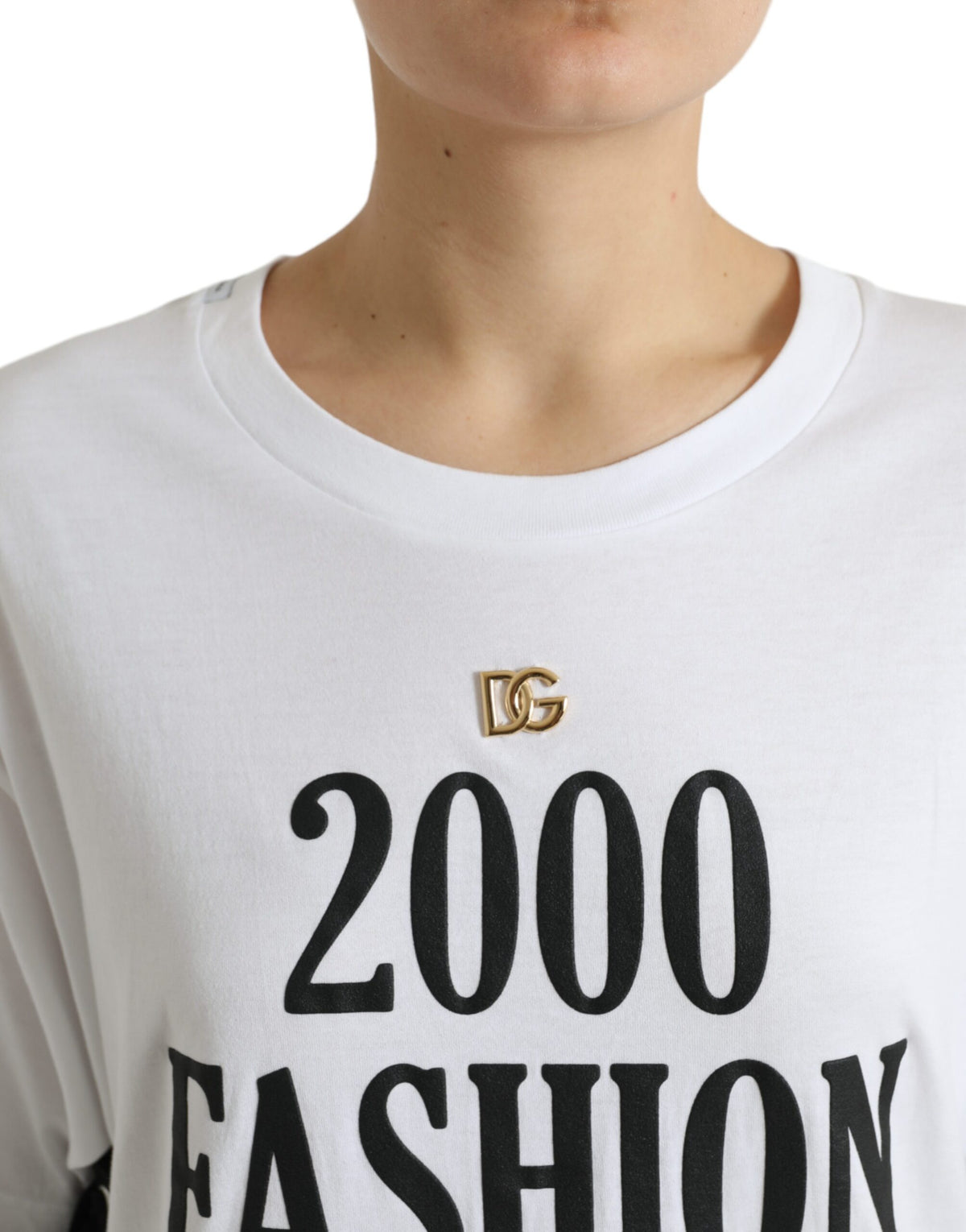 Dolce & Gabbana White Slogan-Print Lace-Up T-Shirt