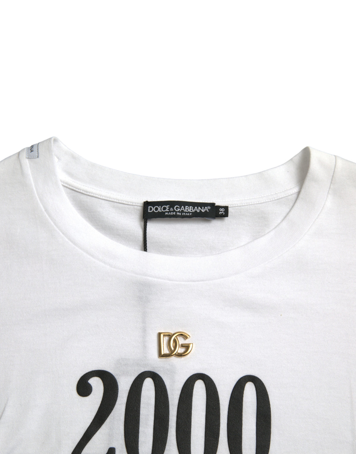 Dolce & Gabbana White Slogan-Print Lace-Up T-Shirt