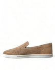 Dolce & Gabbana Beige Wildleder Kaiman Männer Loafers Pantoffeln Schuhe