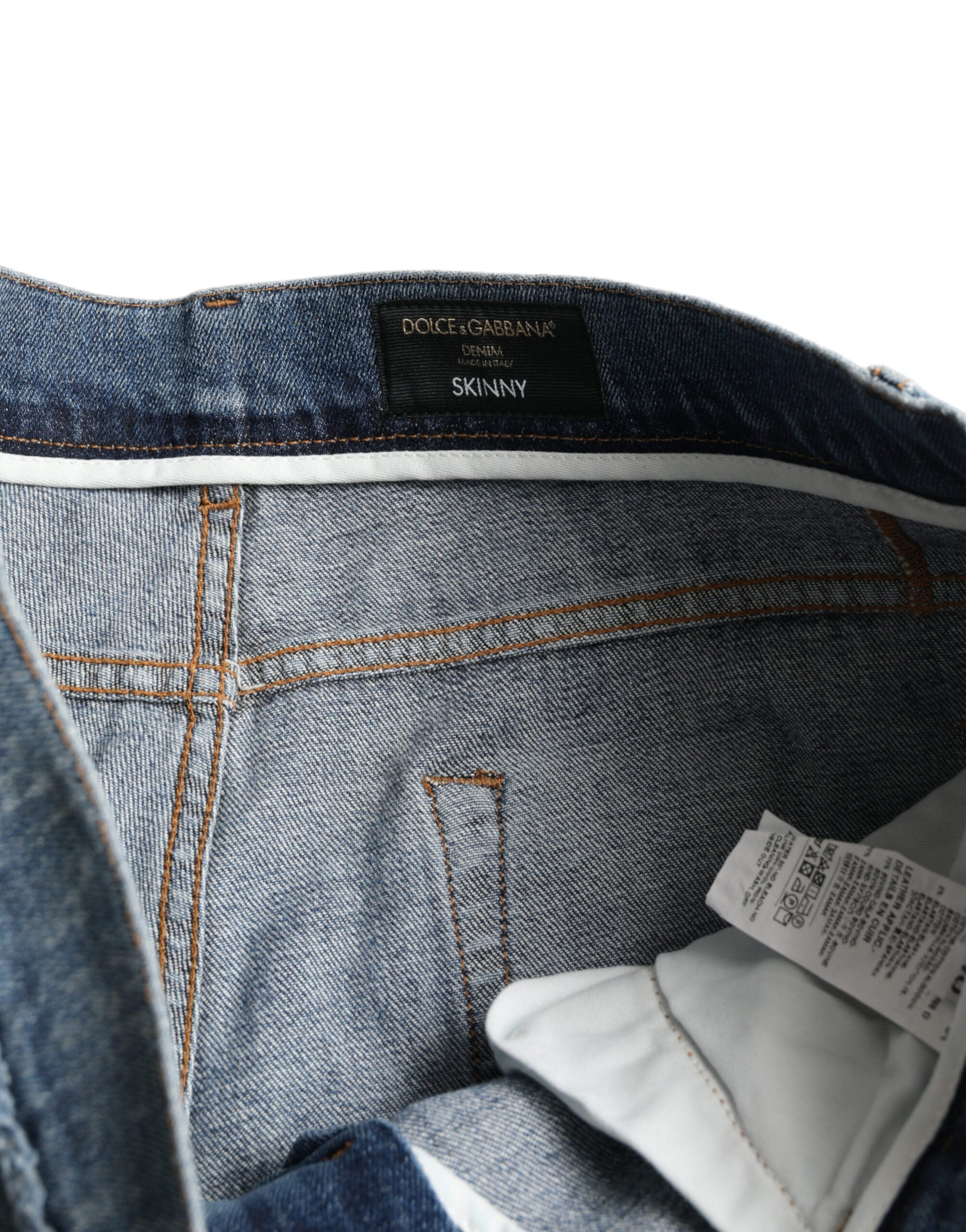 Dolce & Gabbana Blau gewaschene Skinny Cotton Stretch Denim Jeans