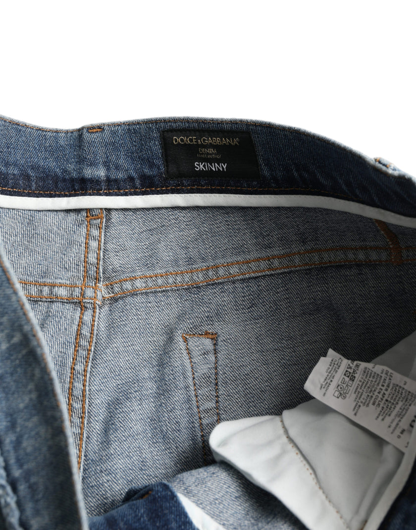 Dolce & Gabbana Blau gewaschene Skinny Cotton Stretch Denim Jeans