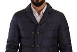 Dolce & Gabbana Blauer Seiden-Ziegenmantel Blouson Winterjacke