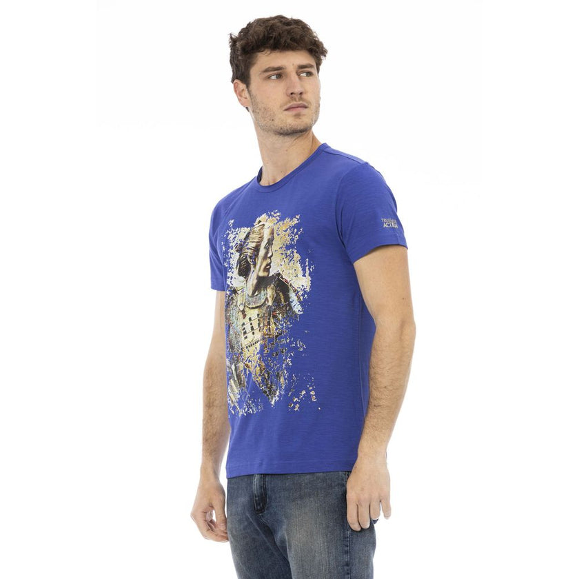 Trussardi Action Blaues Baumwoll-T-Shirt für Herren