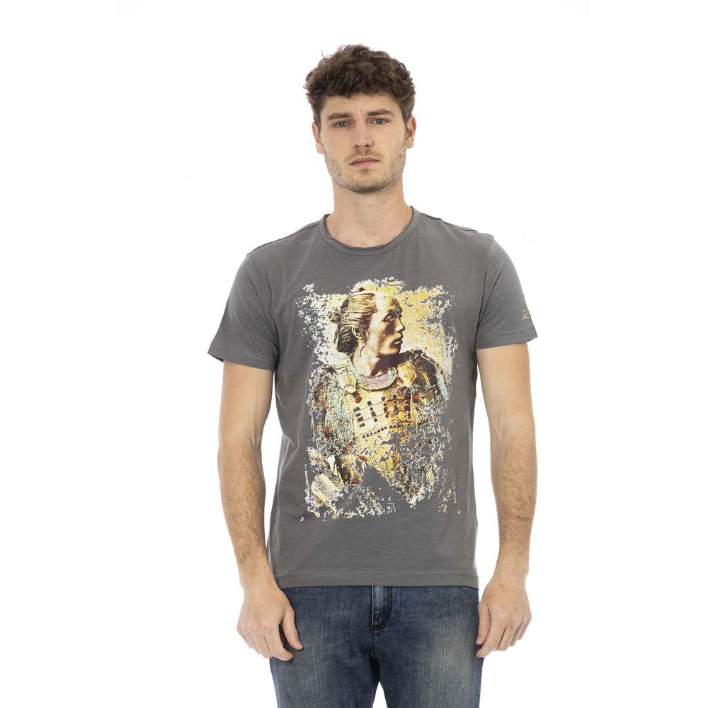 Trussardi Action Graues Baumwoll-T-Shirt für Herren mit Kurzen Ärmeln