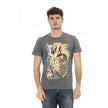 Trussardi Action Graues Baumwoll-T-Shirt für Herren mit Kurzen Ärmeln