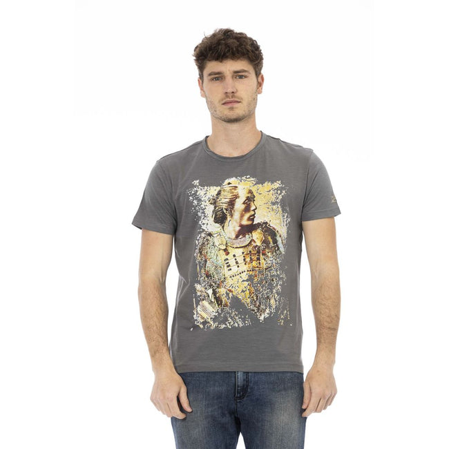 Trussardi Action Graues Baumwoll-T-Shirt für Herren mit Kurzen Ärmeln