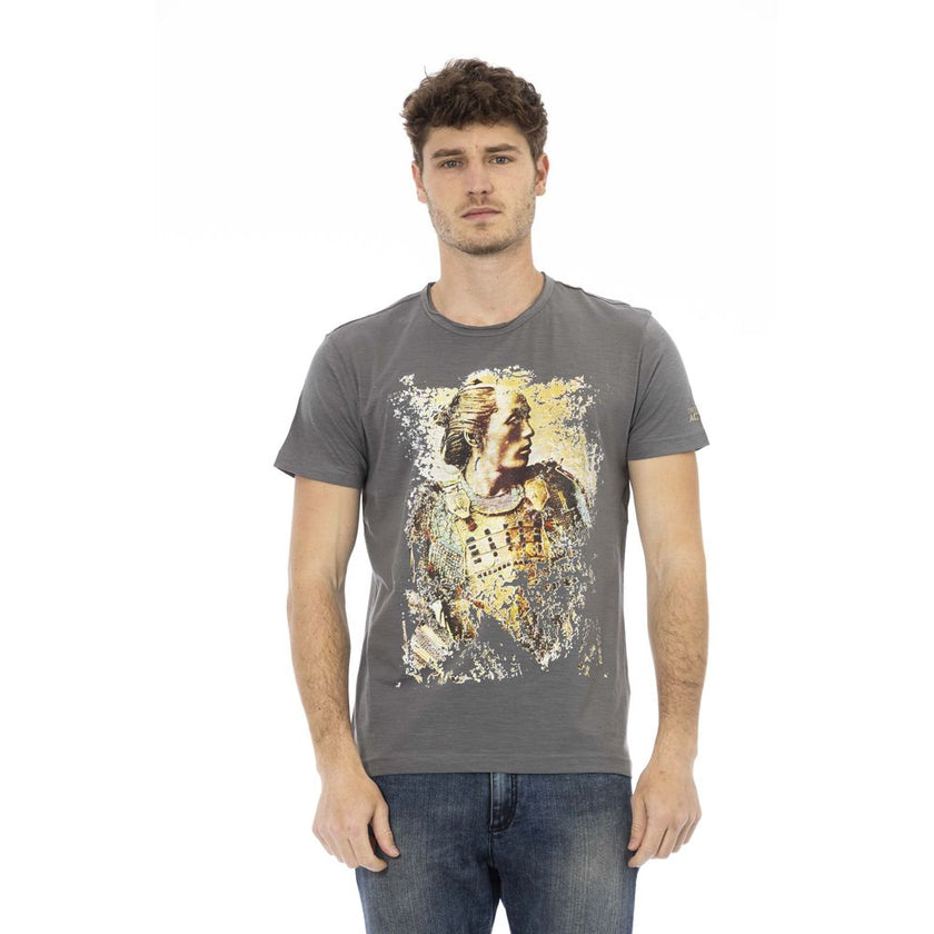 Trussardi Action Graues Baumwoll-T-Shirt für Herren mit Kurzen Ärmeln