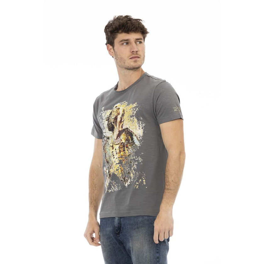 Trussardi Action Graues Baumwoll-T-Shirt für Herren mit Kurzen Ärmeln