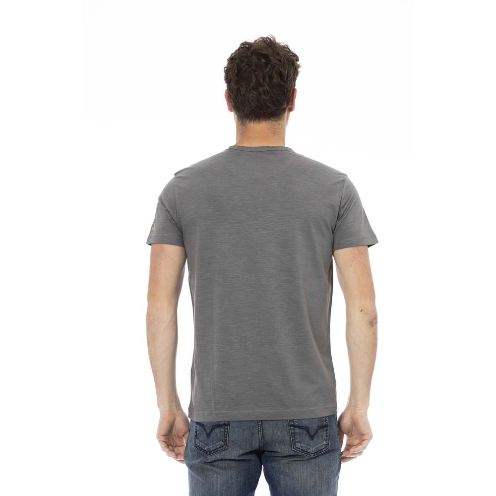 Trussardi Action Graues Baumwoll-T-Shirt für Herren mit Kurzen Ärmeln