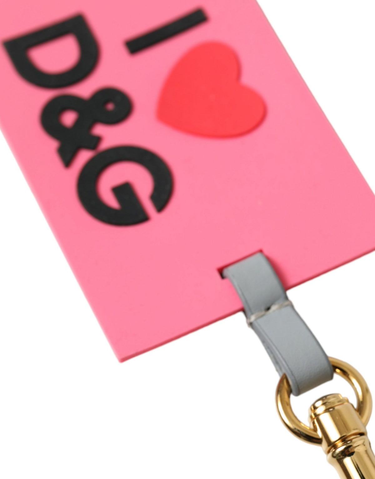Dolce & Gabbana Rosa Silikon DG Logo Gold Messing Schlüsselanhänger